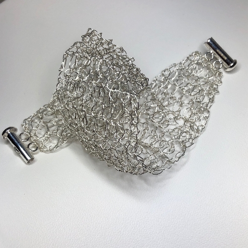 Silver Crochet Wire Cuff Bracelet - One of a Kind | SilverTales | Hand Crafted Jewellery