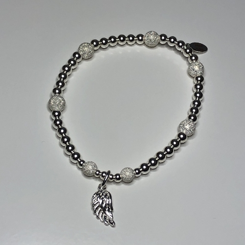 Angel Wing Sterling Silver Frosted Bracelet | SilverTales | Hand Crafted Jewellery