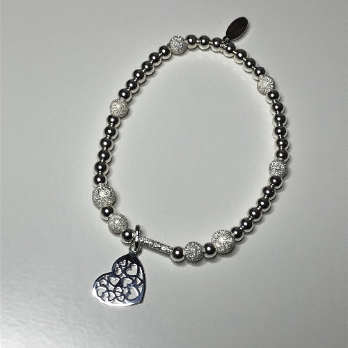 Heart of Hearts Sterling Silver Frosted Bracelet | SilverTales | Hand Crafted Jewellery