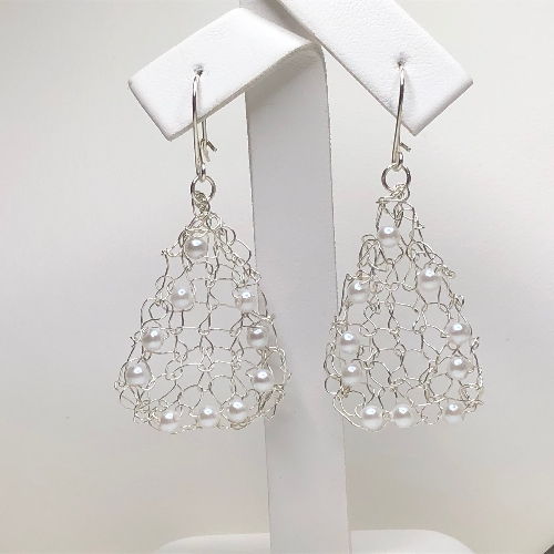 Silver Knitted Bead Earrings | SilverTales | Hand Crafted Jewellery