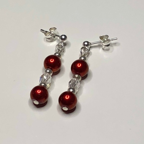 Crystals & Pearls Stud Earrings | SilverTales | Hand Crafted Jewellery