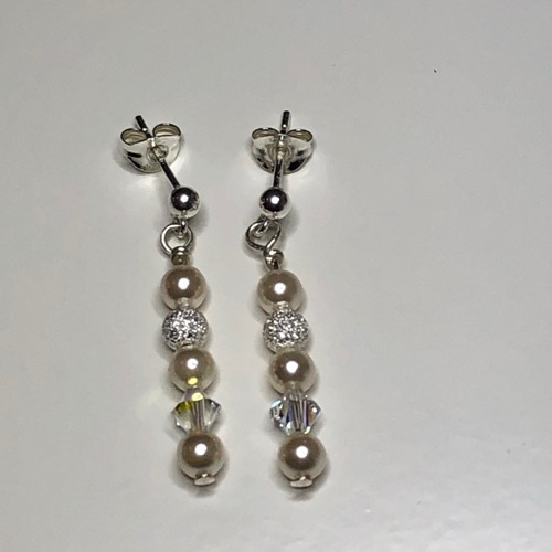 Crystals & Pearls Stud Earrings | SilverTales | Hand Crafted Jewellery