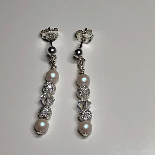 Crystals & Pearls Stud Earrings | SilverTales | Hand Crafted Jewellery