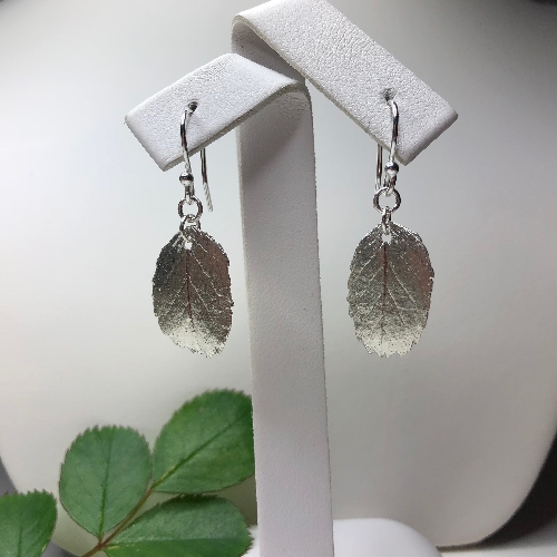 Rose Leaf Earrings in Fine Silver | SilverTales | Hand Crafted Jewellery