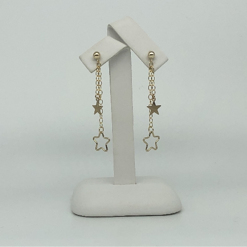 Double Star Gold drop Earrings | SilverTales | Hand Crafted Jewellery