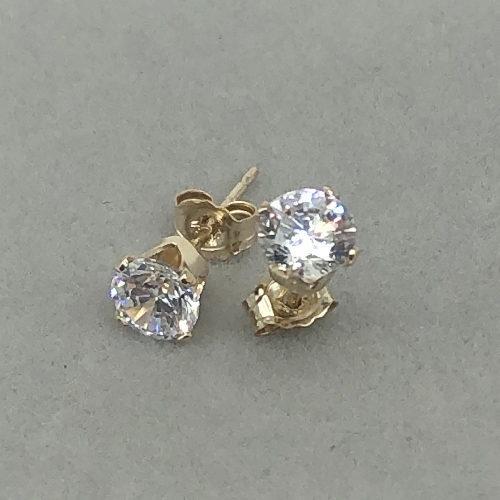 Crystal CZ Stone Gold Buttercup Studs | SilverTales | Hand Crafted Jewellery