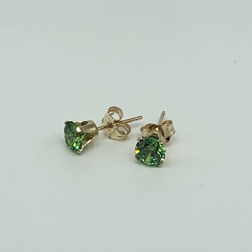 Gold Buttercup Studs with CZ Stones in Green | SilverTales | Hand Crafted Jewellery