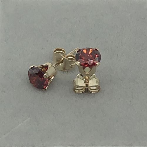 Gold Buttercup Studs with CZ Stones in Red | SilverTales | Hand Crafted Jewellery