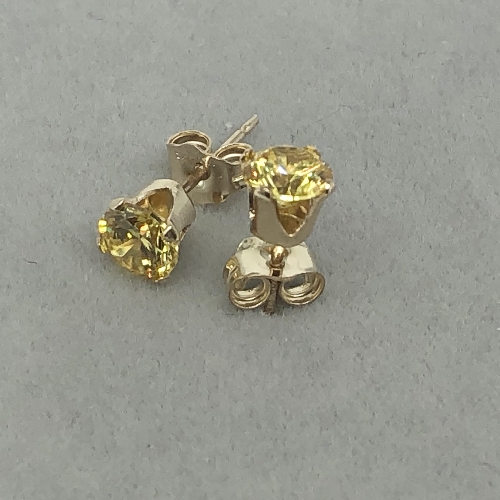 Gold Buttercup Studs with CZ Stones in Yellow | SilverTales | Hand Crafted Jewellery