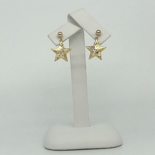 Gold CZ Star Stud Earrings | SilverTales | Hand Crafted Jewellery