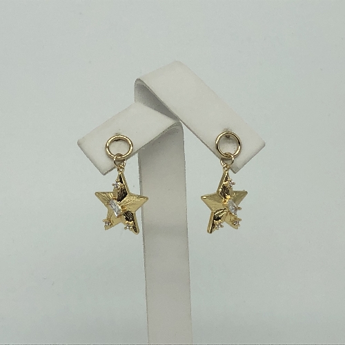 Gold CZ Star Stud Hoop Earrings | SilverTales | Hand Crafted Jewellery