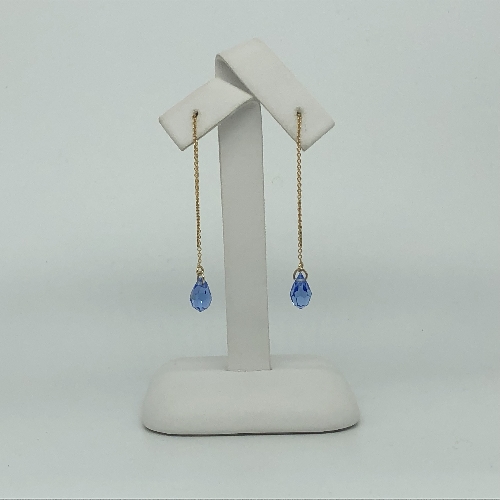 Gold Threader Earrings with Crystal Drops | SilverTales | Hand Crafted Jewellery