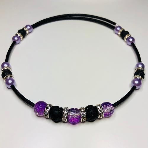 Lilac Crackle & Black Lava Choker at Silver Tales Jewellery | Handmade ...