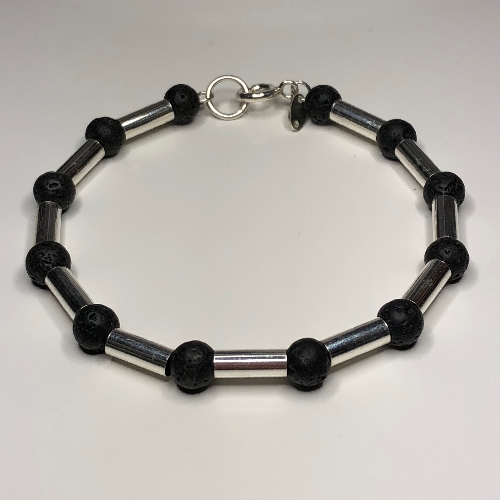 Tube Bracelet - Lava Rock  | SilverTales | Hand Crafted Jewellery