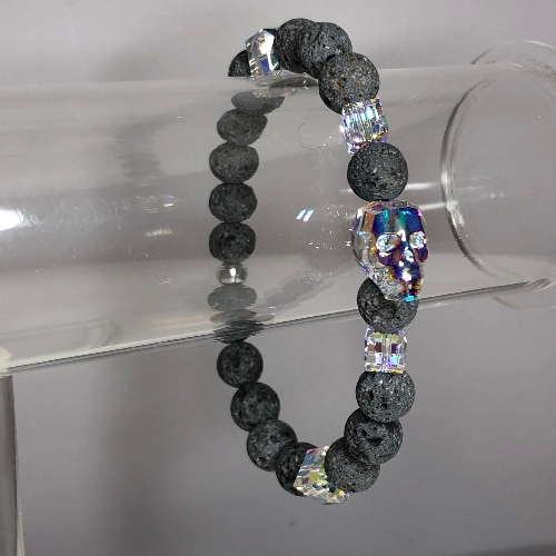 Swarovski Skull Stretch Bracelet - Crystal AB | SilverTales | Hand Crafted Jewellery