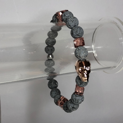 Swarovski Skull Stretch Bracelet - Rose Gold | SilverTales | Hand Crafted Jewellery