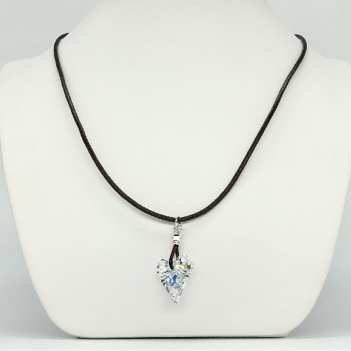 Swarovski CrystalAB Wild Heart Leather Cord Necklace - Limited Edition | SilverTales | Hand Crafted Jewellery