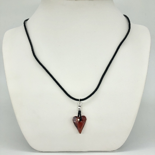 Swarovski Red Magma Wild Heart Leather Cord Necklace - Limited Edition | SilverTales | Hand Crafted Jewellery